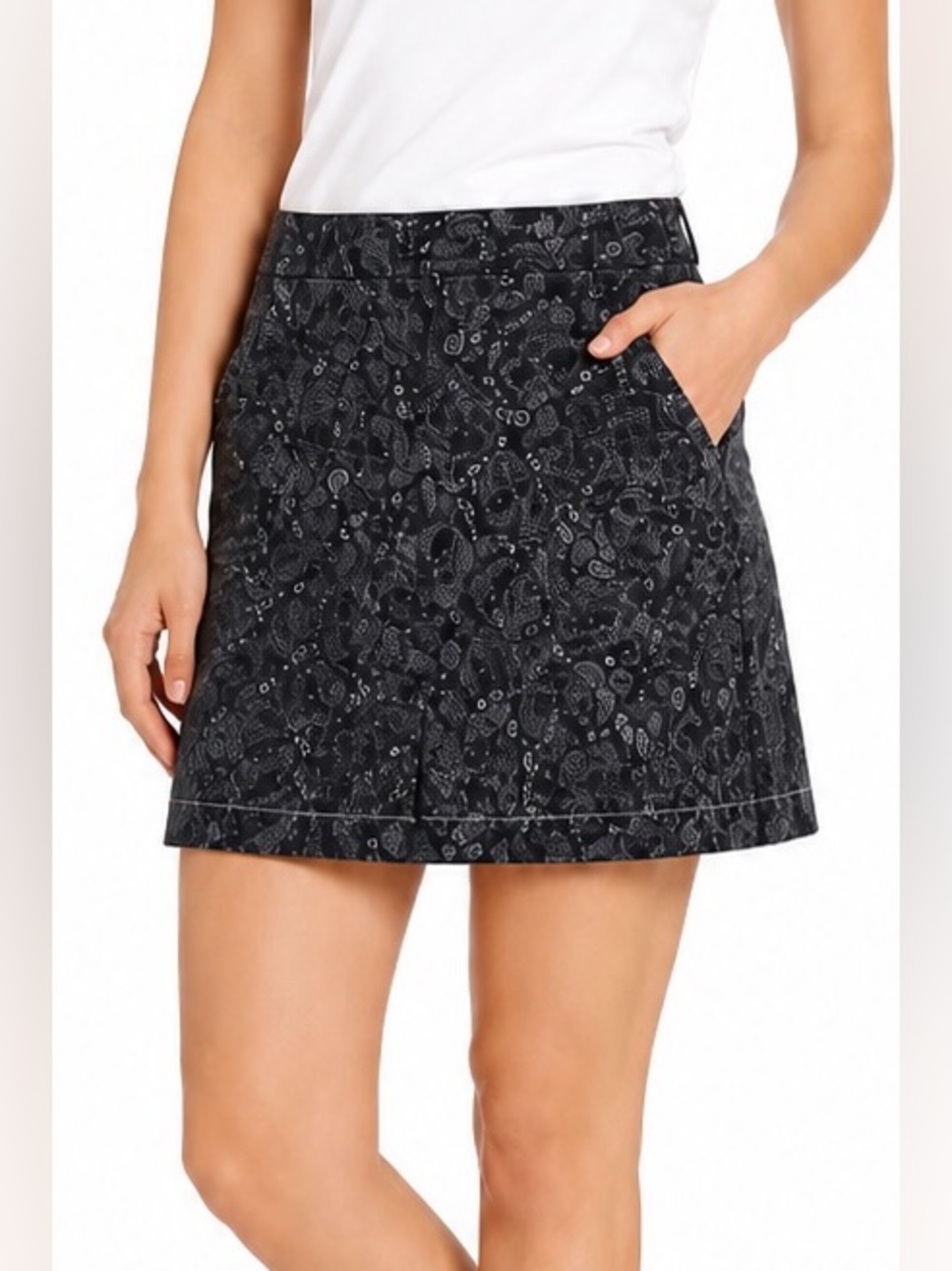 Girls Golf Black Paisley Skull Print Golf Skort Built In Shorts Size S CKB065